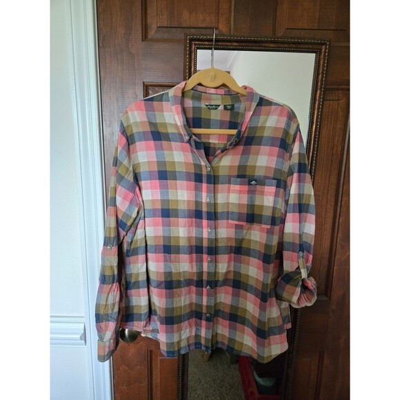 Eddie Bauer Tops - Eddie Bauer light weight cotton women's Plaid Button Up Long‎ Sleeve 2x